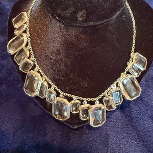 Avon Silver-Tone Necklace with Clear Faceted Stones